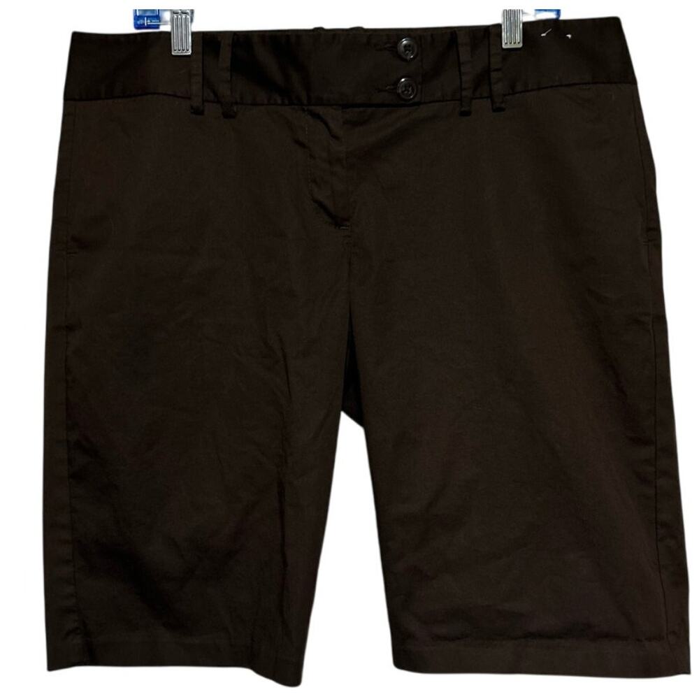 Old Navy Women's Stretch Low Waist Brown Shorts‎ Front Faux Back Pockets Size 14